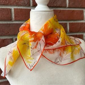 Vera Neuman Vintage Floral Handrolled Scarf 21”x22” Made in Japan